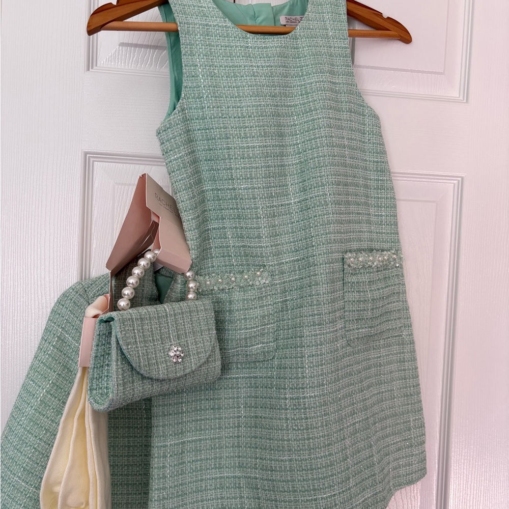 NWT Rachel Zoe Girls size 8 Matching Tweed Jackets, dress, purse and legging